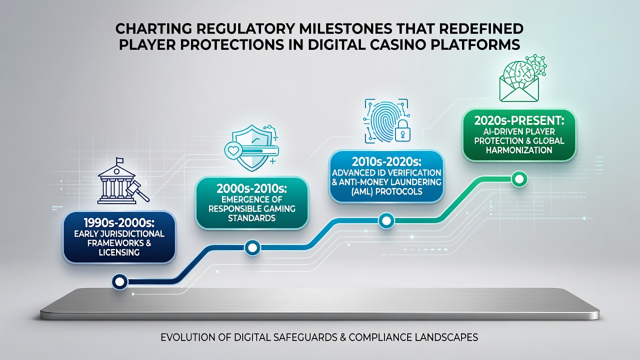 Infographic illustrating player protection tools such as deposit limits and self-exclusion features on digital casino interfaces