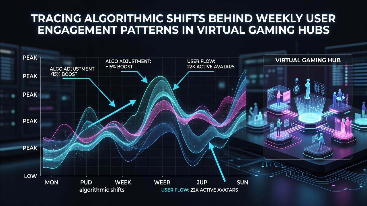 Detailed graph illustrating weekly engagement fluctuations and corresponding algorithmic adjustments in gaming hubs